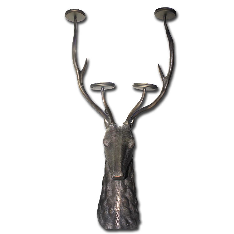 Metal Deer Bust Candlestick 112 Cm KSK326