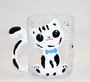 Cat Designed Glass Mug Cup Alk1905