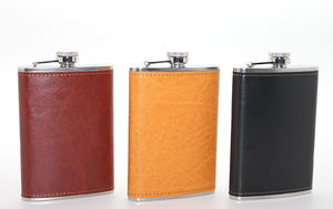 Stainless Steel Single 9 Oz Leather Flask Alk2662