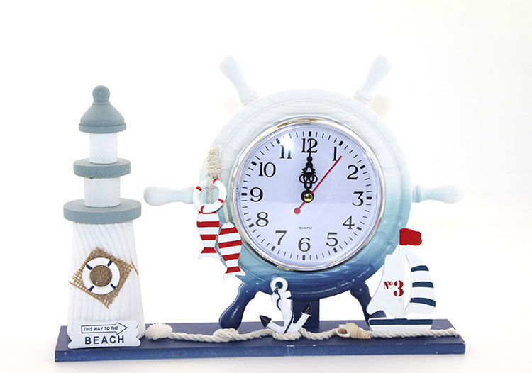 Wooden Marine Marine Lighthouse Clock with Rudder Alk2459