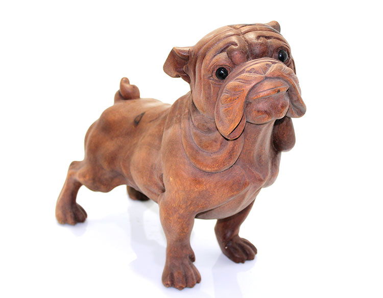 Wooden Hand Carved Dog Figure No:9