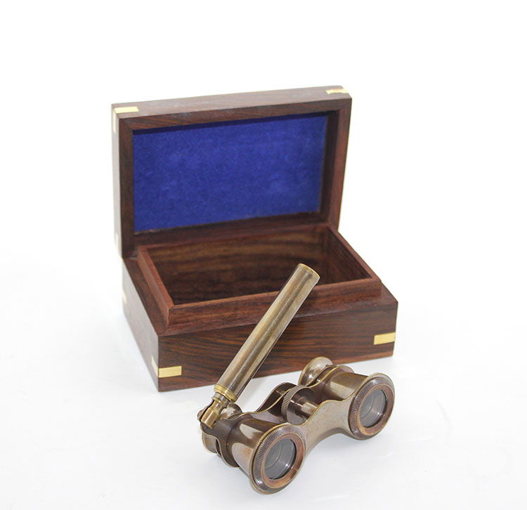 Brass Binoculars with Wooden Box 15399