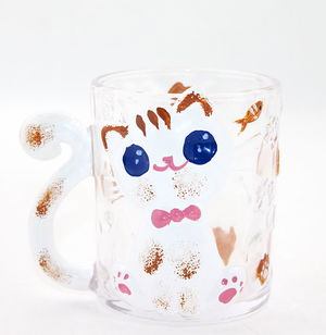 Cat Design Glass Mug Cup Alk2270