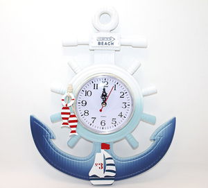 Wooden Marine Rudder And Anchor Design Clock Alk2468