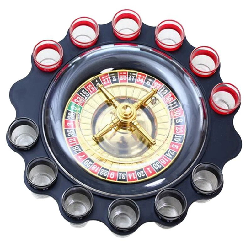 Roulette Game with 12 Shot Glasses Black Alk2547