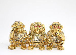 Monkey Set of 3 with Swaroski Stones Alk1961