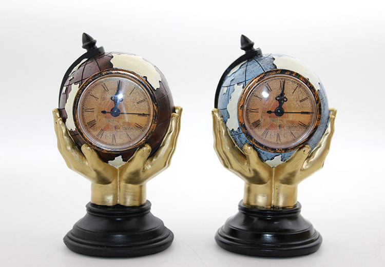 Polyester World Globe with Clock Alk2831