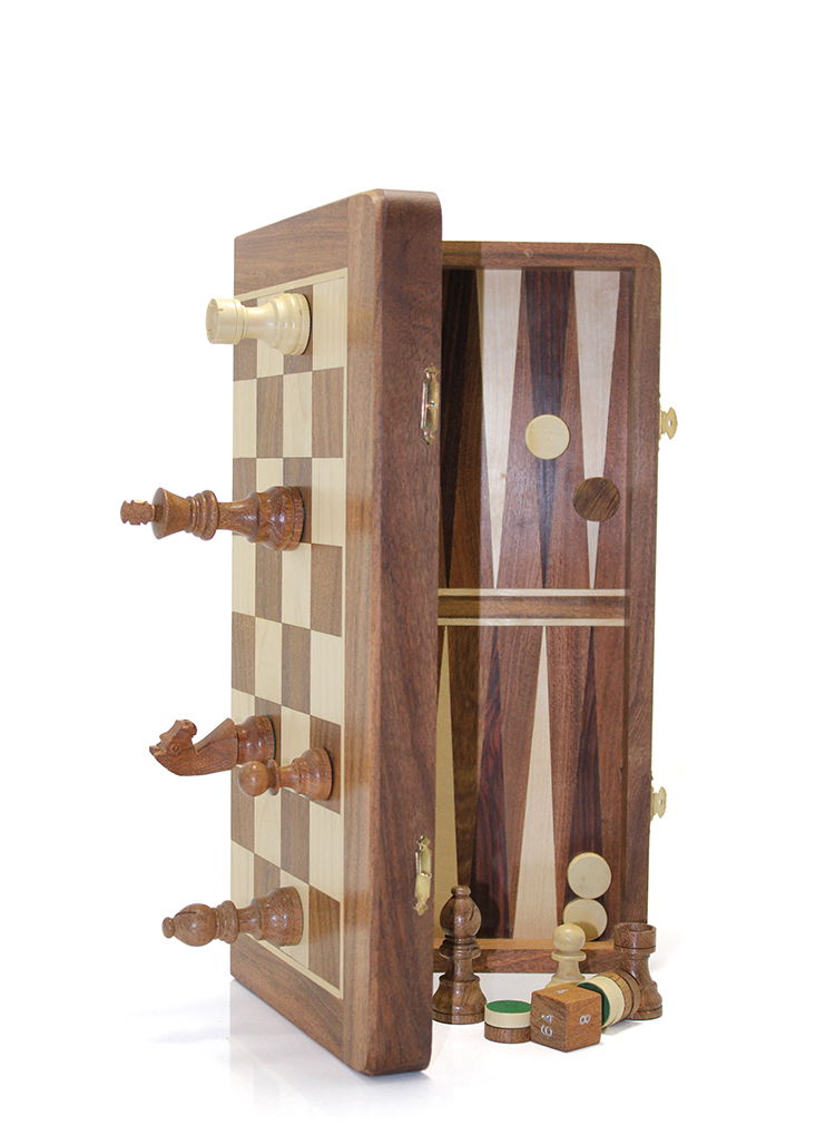 Backgammon and Chess Set with Wooden Magnet Stone G213