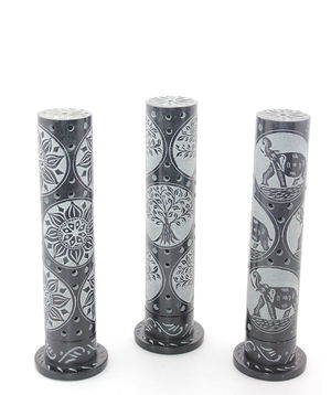 Obsidian Stone Inlaid Tower Incense Holder Ksk2211