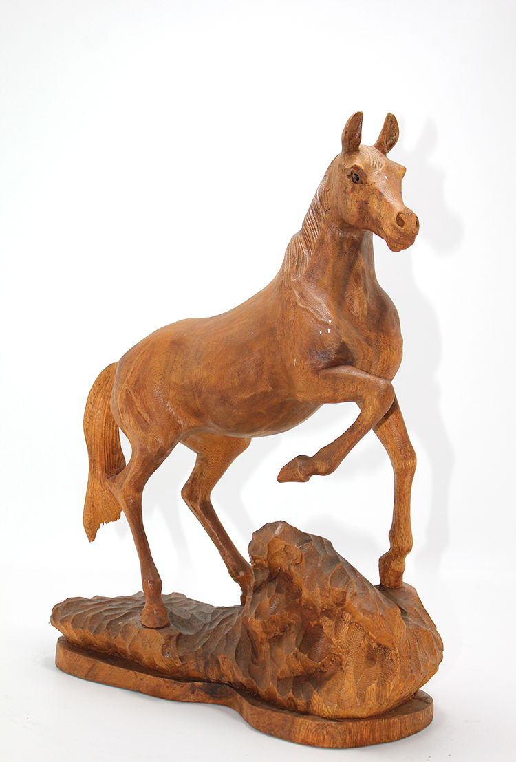 Wooden Mahogany Wood Horse Figure 42 Cm