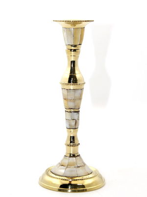 Single Brass Pearl Candlestick 6023