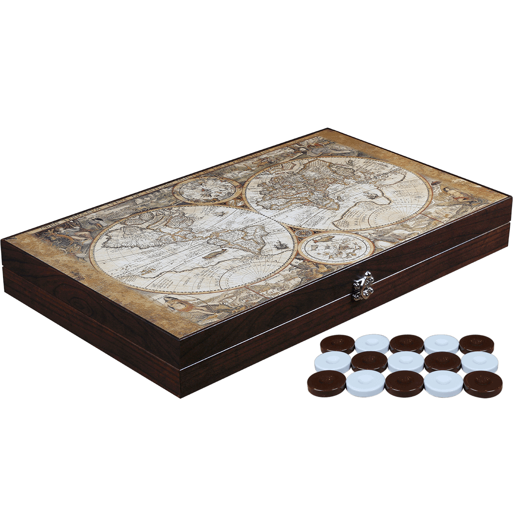 Backgammon with Leather Map