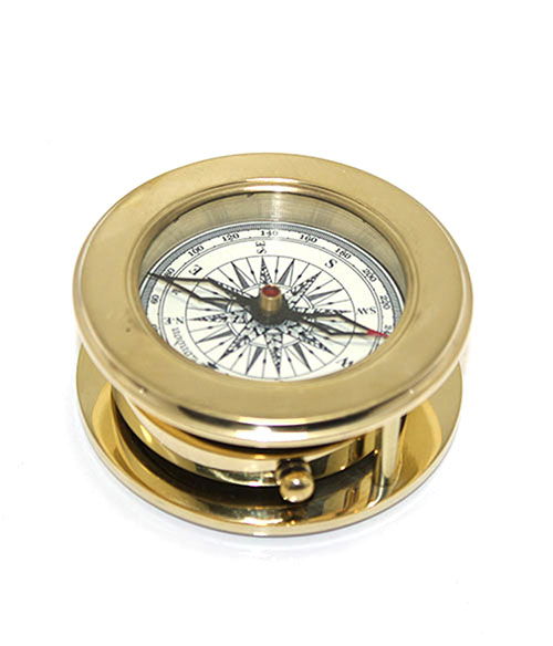 Brass Lenticular Compass with Wooden Box 16040