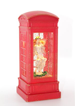 Telephone Booth Angel Snow Globe Lighted 020-295