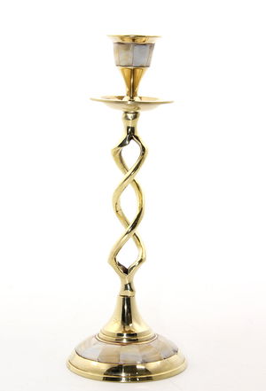 Single Brass Pearl Candlestick 5078