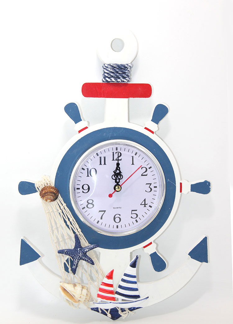 Wooden Marine Rudder And Anchor Design Clock Alk2471