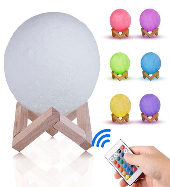 3D Moon Lamp Rechargeable Remote Control 13 Cm 6aly260