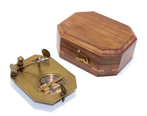 Brass Compass with Wooden Box 16036