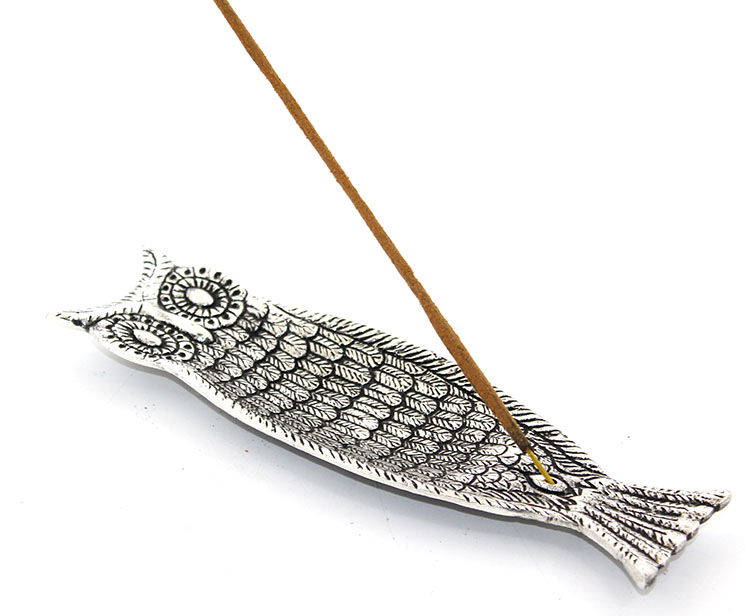 Metal Boat Owl Design Incense Holder Ksk2207