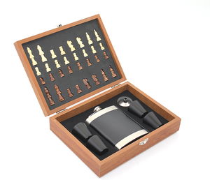 Stainless Steel Flask Set Chess Flask Set with Wooden Box ALK36