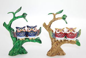 2-Piece Owl on a Branch with Swaroski Stones Alk1928