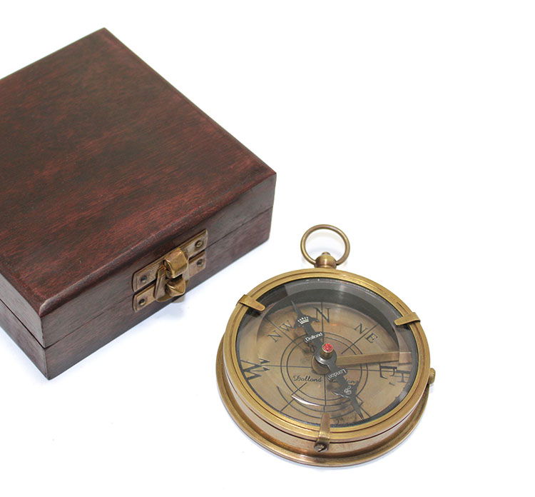 Brass Compass KSK42 with Wooden Box