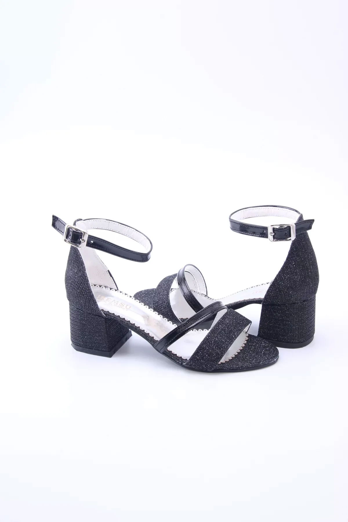 Black Children's Heeled Shoes 8089